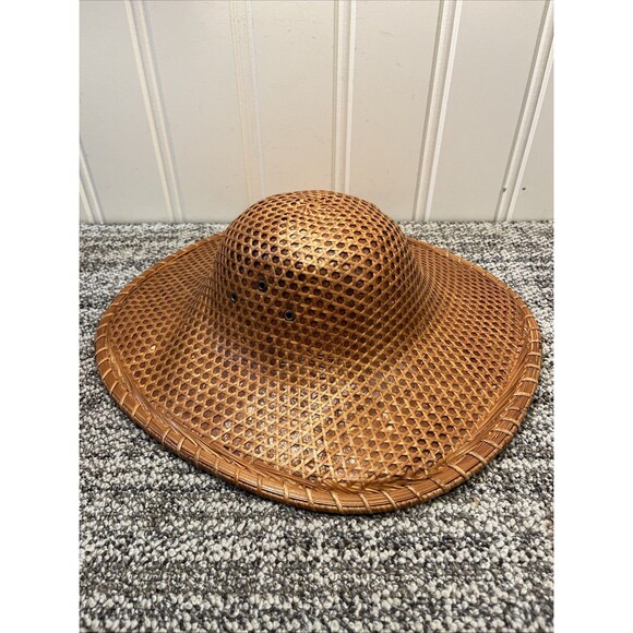 Vintage Old Chinese / Vietnam Woven Colonial Empire Hat Great Condition Decor main image 9